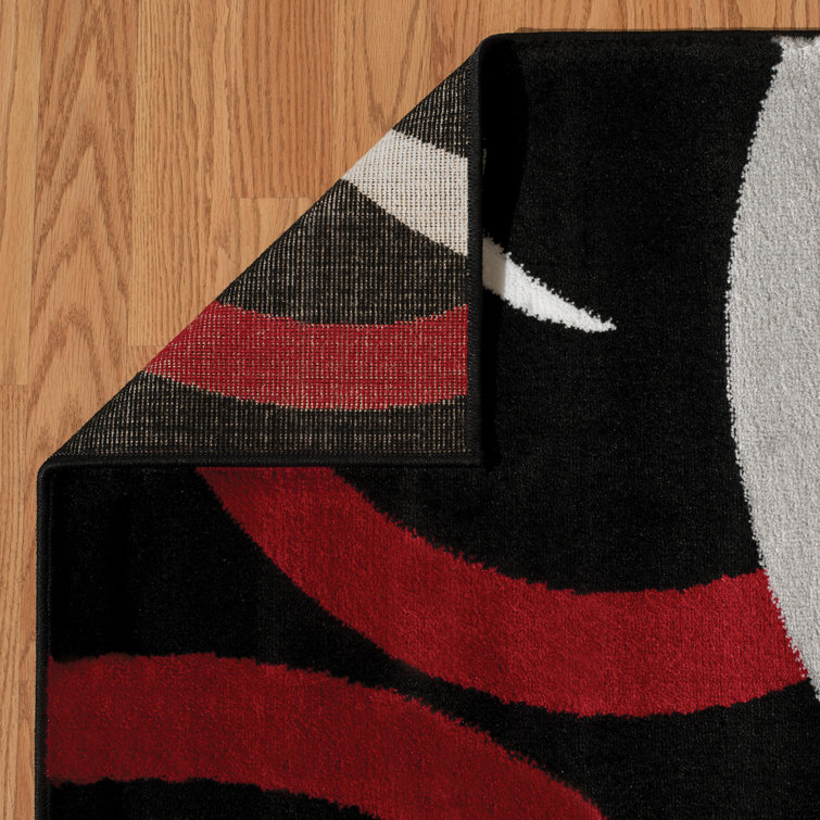 Orren Ellis Gluck Black/Red/Gray Rug & Reviews Wayfair